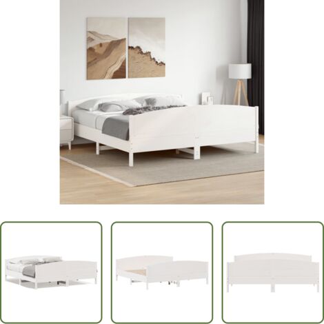 vidaXL Letto senza materasso -  Giroletto senza Materasso Bianco 180x200 cm Legno Massello Pino
