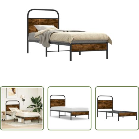 vidaXL Letto senza materasso -  Giroletto senza Materasso Rovere Fumo 75x190 cm in Truciolato