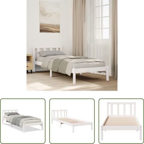 vidaXL Letto senza materasso -  Letto Extra Lungo senza Materasso Bianco 100x210 cm in Pino