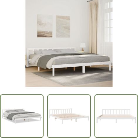 vidaXL Letto senza materasso -  Letto Extra Lungo senza Materasso Bianco 180x210 cm in Pino
