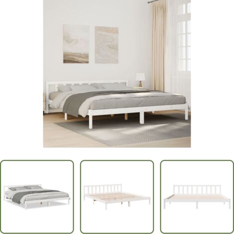 vidaXL Letto senza materasso -  Letto Extra Lungo senza Materasso Bianco 200x220 cm in Pino