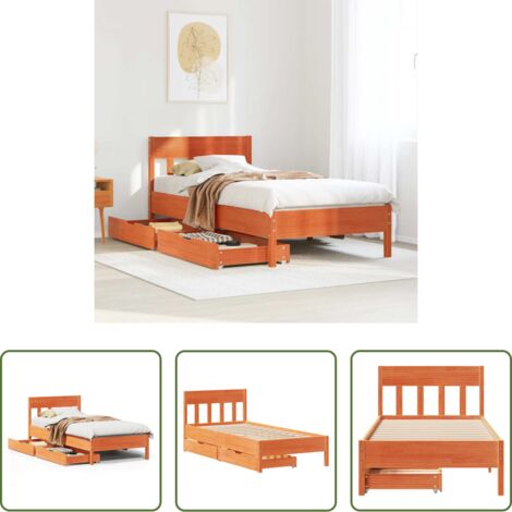 vidaXL Letto senza materasso -  Letto senza Materasso Marrone Cera 75x190 cm in Legno di Pino
