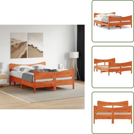 - vidaXL Letto senza Materasso Marrone Cera 140x190 cm in Legno di Pino -