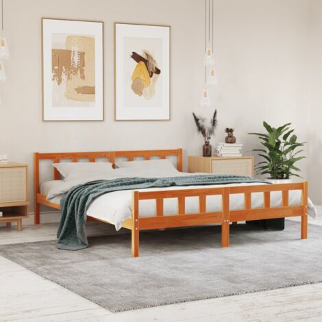 vidaXL Letto senza Materasso Marrone Cera 160x200 cm in Legno di Pino