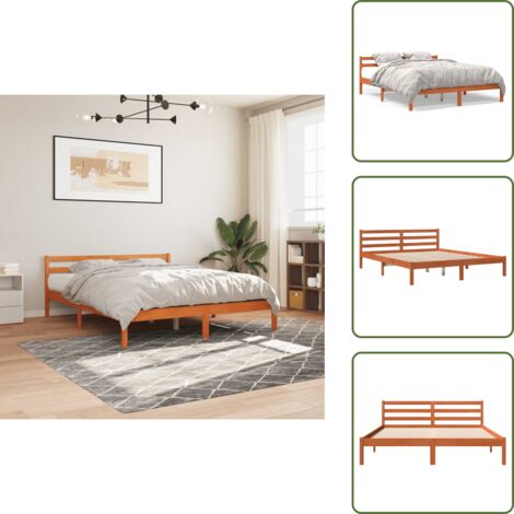 vidaXL Letto senza Materasso Marrone Cera 180x200 cm in Legno di Pino