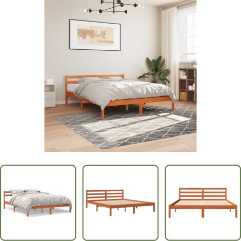 vidaXL Letto senza Materasso Marrone Cera 180x200 cm in Legno di Pino