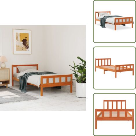 - vidaXL Letto senza Materasso Marrone Cera 75x190 cm in Legno di Pino -