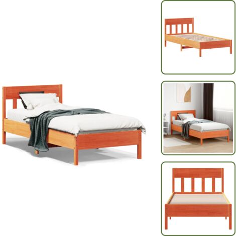 - vidaXL Letto senza Materasso Marrone Cera 75x190 cm in Legno di Pino -