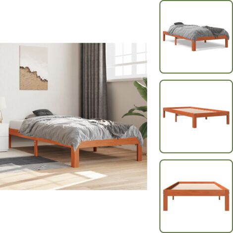 - vidaXL Letto senza Materasso Marrone Cera 90x200 cm Legno di Pino -