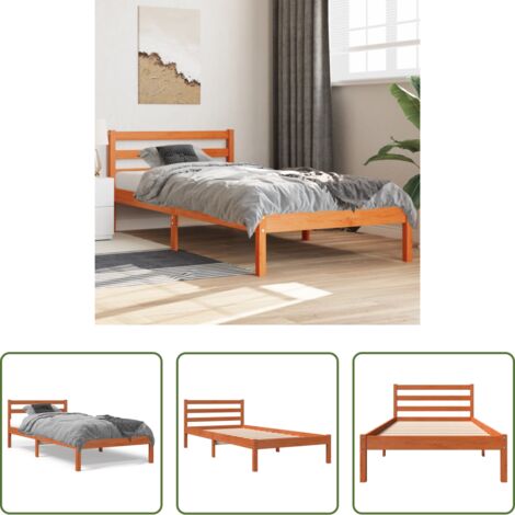vidaXL Letto senza Materasso Marrone Cera 90x200 cm Legno di Pino
