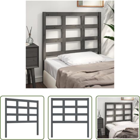 vidaXL Letto senza testiera -  Testiera per Letto Grigia 95,5x4x100 cm Legno Massello di Pino