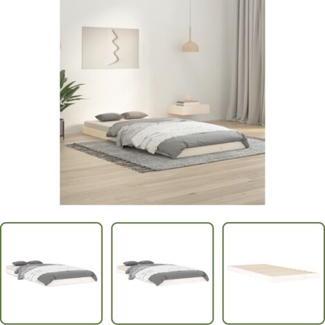 vidaXL Letto singolo -  Giroletto senza Materasso Bianco 90x200 cm Legno Massello Pino