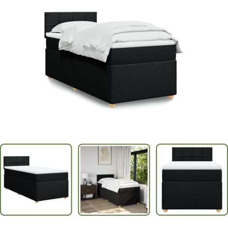 vidaXL Letto singolo -  Letto a Molle con Materasso Nero Singolo in Tessuto