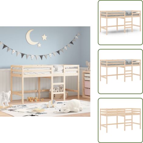 vidaXL Letto Soppalco con Scala Bambini 90x190 cm Legno Massello Pino