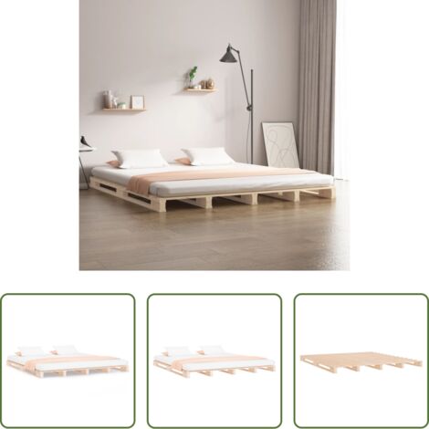 vidaXL Letto super king -  Letto a Pallet 180x200 cm Super King in Legno Massello