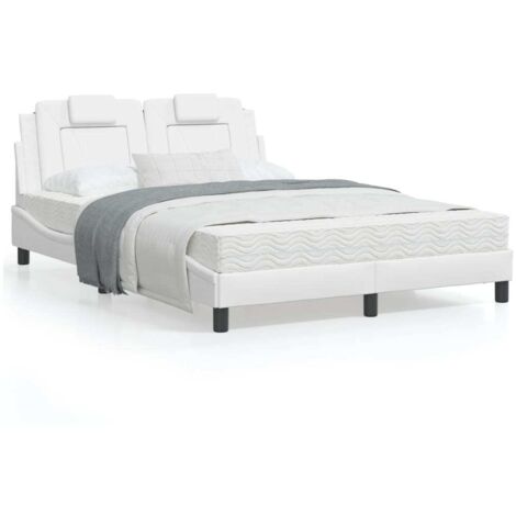vidaXL Letto Viana con Materasso Bianco 120x200 cm in Similpelle