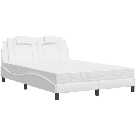 vidaXL Letto Viana con Materasso Bianco 140x190 cm in Similpelle