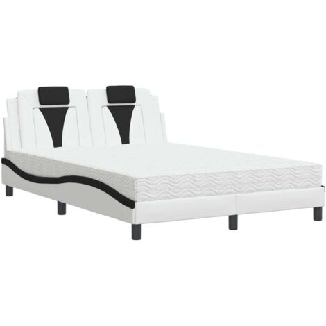 vidaXL Letto Viana con Materasso Bianco e Nero 140x190 cm in Similpelle