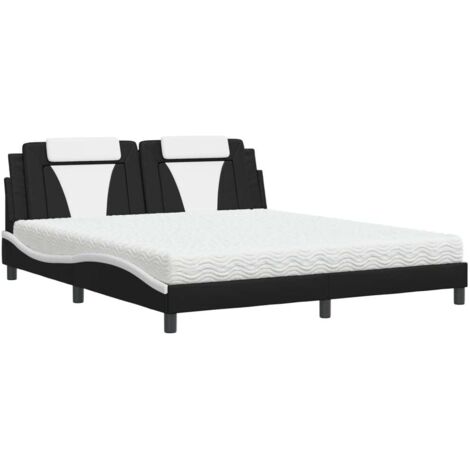 vidaXL Letto Viana con Materasso Nero e Bianco 180x200 cm in Similpelle