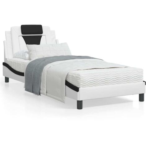 vidaXL Letto Viana con Materasso Nero e Bianco 90x200 cm in Similpelle