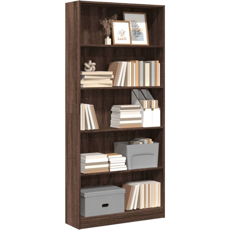 Libreria Rovere Marrone 80x24x176 cm in Legno Multistrato - Vidaxl