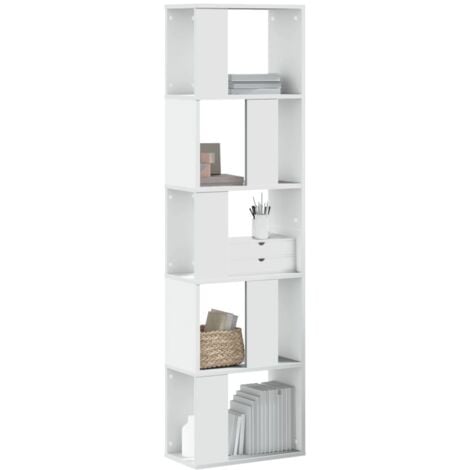 vidaXL Libreria 5 Ripiani Bianca 45x23,5x162,5cm Legno Multistrato