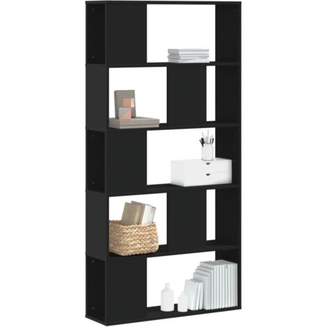 vidaXL Libreria 5 Ripiani Nera 80,5x23,5x162,5cm in Legno Multistrato