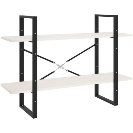 vidaXL Libreria a 2 Ripiani Bianca 100x30x70 cm in Massello di Pino