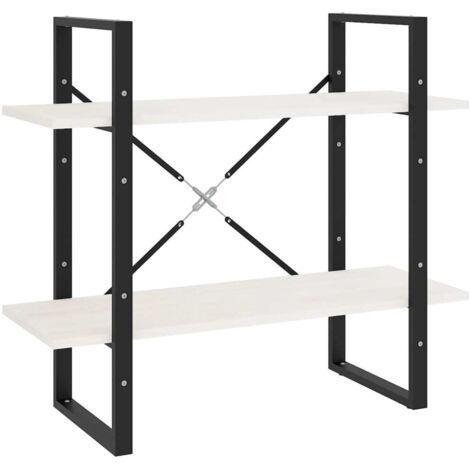 vidaXL Libreria a 2 Ripiani Bianca 80x30x70 cm in Massello di Pino