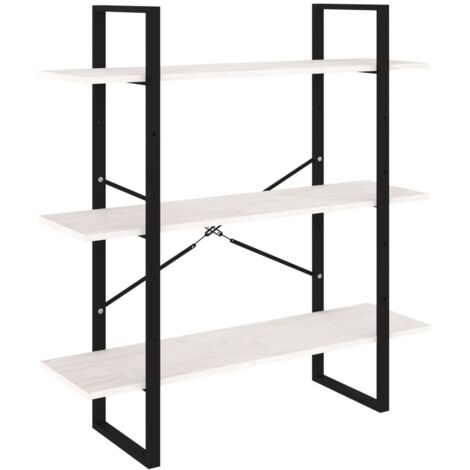 vidaXL Libreria a 3 Ripiani Bianca 100x30x105 cm in Massello di Pino