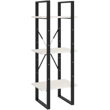 vidaXL Libreria a 3 Ripiani Bianca 40x30x105 cm Legno Massello di Pino