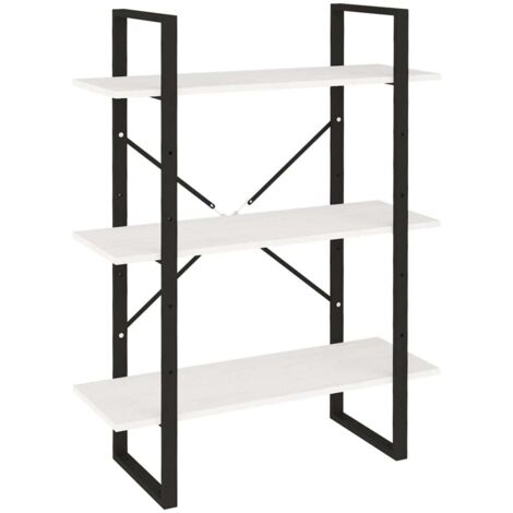 vidaXL Libreria a 3 Ripiani Bianca 80x30x105 cm in Massello di Pino