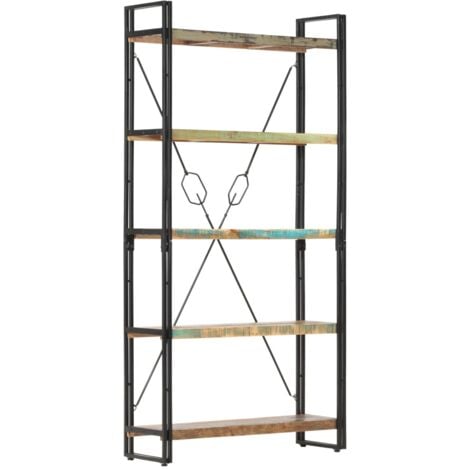 vidaXL Libreria a 5 Ripiani 90x30x180 cm in Legno Massello di Recupero