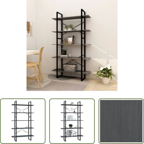 vidaXL Libreria a 5 ripiani -  Libreria a 5 Ripiani Grigia 100x30x175 cm in Legno di Pino