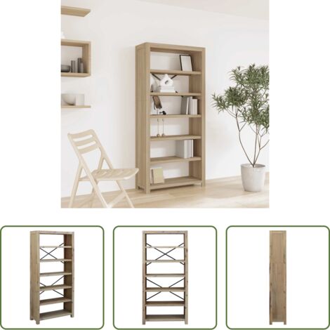 vidaXL Libreria a 6 ripiani -  Libreria a 6 Ripiani 80x30x170 cm in Legno Massello di Acacia