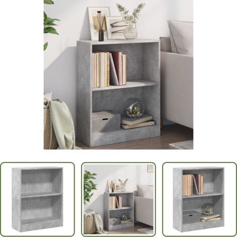 vidaXL Libreria a due livelli -  Libreria Grigio Cemento 60x24x76 cm in Legno Multistrato