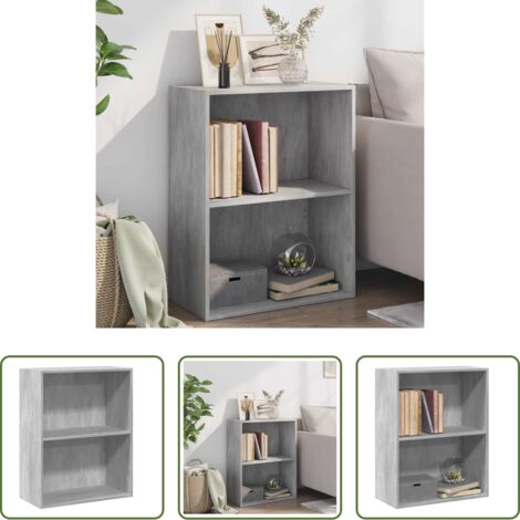 vidaXL Libreria a due ripiani -  Libreria 2 Ripiani Grigio Cemento 60x30x76,5 Legno Multistrato