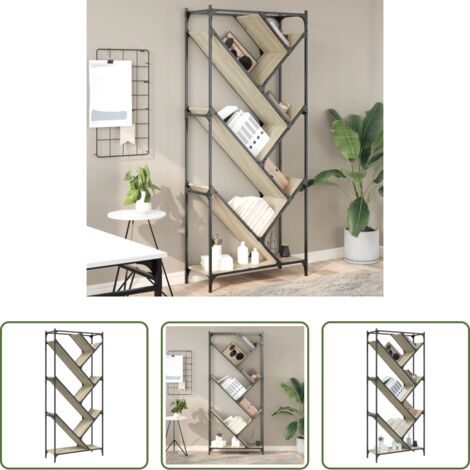 vidaXL Libreria a forma di albero -  Libreria Rovere Sonoma 79x30x180cm Legno Multistrato e Metallo