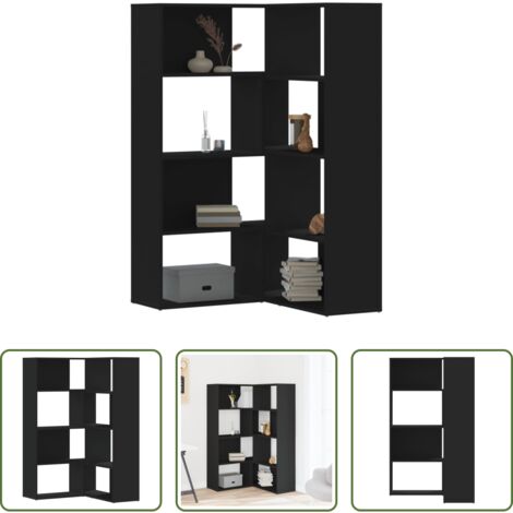 vidaXL Libreria a forma di L -  Libreria Angolare 4Ripiani Nera 85x85x140 cm Legno Multistrato