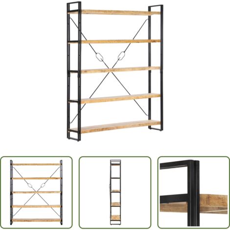 vidaXL Libreria a ripiani - Libreria a 5 Ripiani 140x30x180 cm in Legno Massello di Mango
