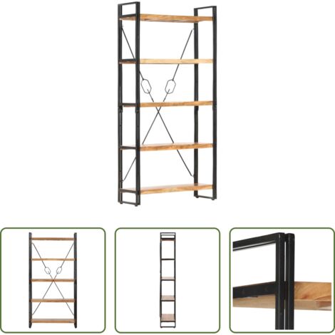 vidaXL Libreria a ripiani -  Libreria a 5 Ripiani 90x30x180 cm in Legno Massello di Acacia