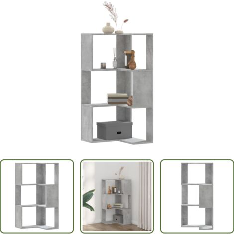 vidaXL Libreria angolare in legno -  Libreria Angolare 3 Ripiani Grigio Cemento 50x50x102 cm Legno