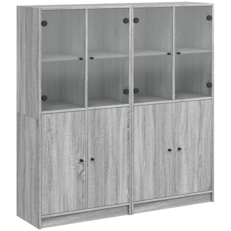 vidaXL Libreria Ante Grigio Sonoma 136x37x142 cm in Legno Multistrato