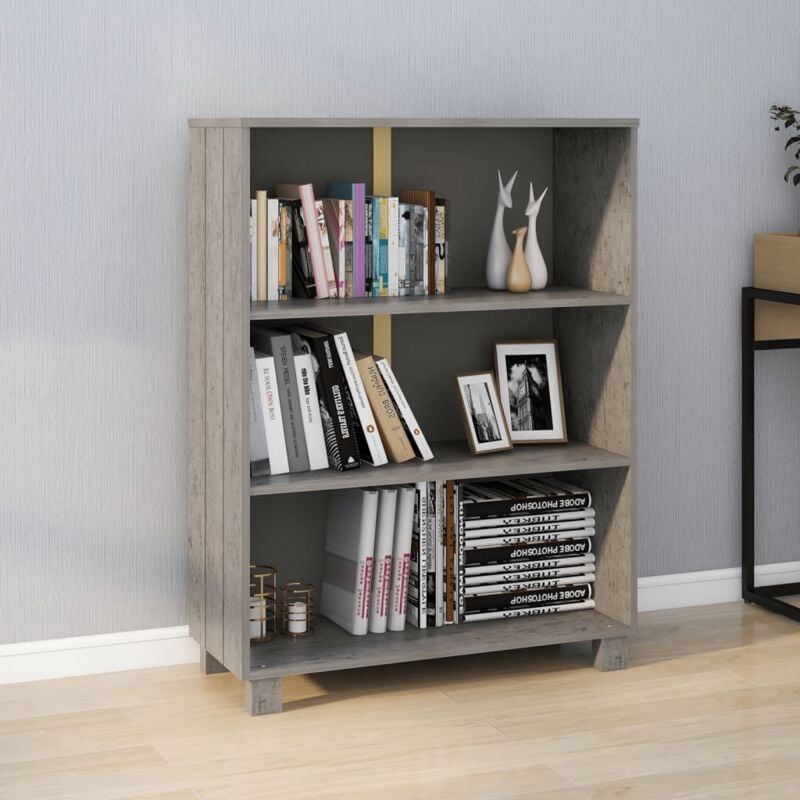 Libreria, Scaffale hamar Grigio Chiaro 85x35x112cm Legno Massello di Pino Vidaxl