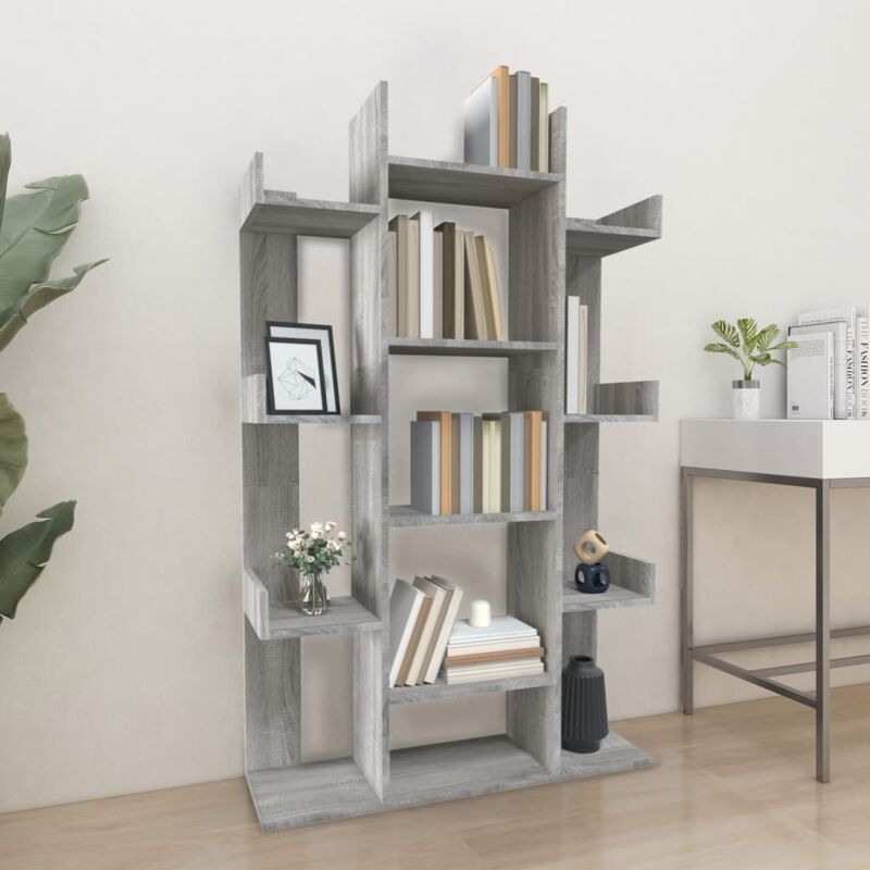 Libreria Grigio Sonoma 86x25,5x140 cm in Legno Multistrato - Vidaxl