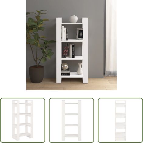 vidaXL Libreria bianca -  Libreria/Divisorio Bianco 60x35x125 cm Legno Massello
