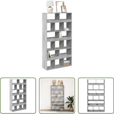 vidaXL Libreria con 15 scomparti -  Libreria Grigio Cemento 100x33x187,5 cm in Truciolato