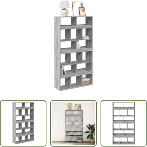 vidaXL Libreria con 15 scomparti -  Libreria Grigio Sonoma 100x33x187,5 cm in Truciolato
