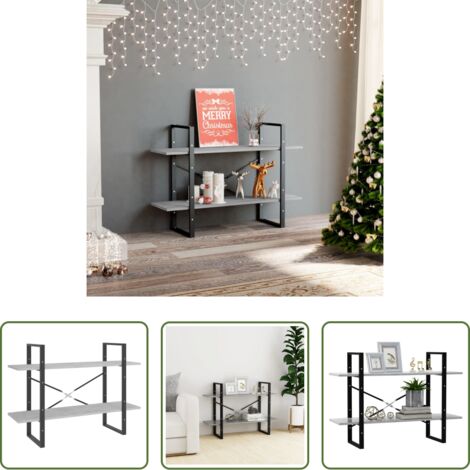 vidaXL Libreria con 2 ripiani -  Libreria 2 Ripiani Grigio Cemento 100x30x70cm Legno Multistrato