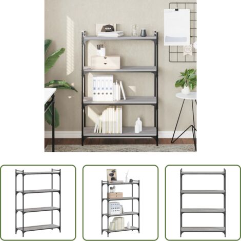 vidaXL Libreria con 4 ripiani -  Libreria 4 Ripiani Grigio Sonoma 80x30x120cm Legno Multistrato